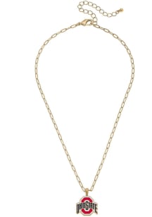 Enamel Logo Ohio State Buckeyes Womens Necklace - Red