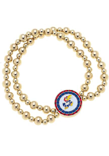 Kansas Jayhawks Disc Bead Stretch Womens Bracelet