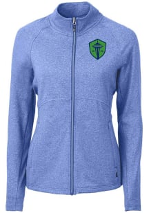 Cutter and Buck Seattle Sounders FC Womens Blue Adapt Eco Knit Light Weight Jacket