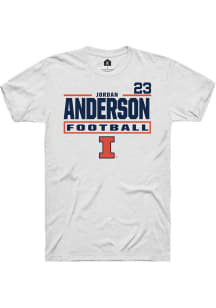 Jordan Anderson Rally Mens White Illinois Fighting Illini NIL Stacked Box Player T Shirt
