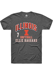 Ellie Haggard  Illinois Fighting Illini Dark Grey Rally NIL Arch Logo Short Sleeve T Shirt