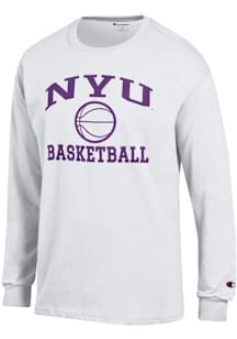 Champion NYU Violets White Basketball Jersey Long Sleeve T Shirt