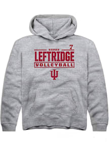Hannah Leftridge Rally Indiana Hoosiers Youth NIL Stacked Box Long Sleeve Player Hoodie Grey