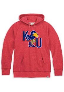 Rally Kansas Jayhawks Mens Red Triblend 1912 Jayhawk Initials Fashion Hood