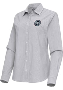 Antigua New York City FC Womens Porter Long Sleeve Ash Dress Shirt