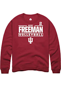 Avery Freeman Indiana Hoosiers Mens Crimson NIL Stacked Box Player Crew