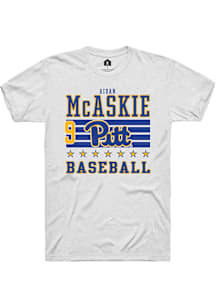 Aidan McAskie Rally Mens White Pitt Panthers NIL Striped Player T Shirt