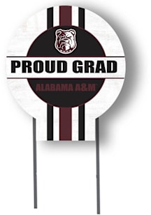 Alabama A&M Bulldogs KH Sports Fan 20x20 Circle Yard Sign with Stakes Proud Grad Yard Sign - White