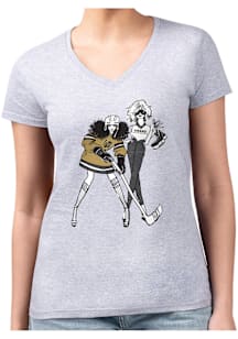 4Her Vegas Golden Knights Womens Grey Hockey Girls Graphic Short Sleeve T-Shirt