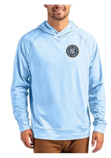 Cutter and Buck New York City FC Mens Light Blue Adapt Knit Hood Long Sleeve Hoodie