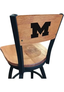 Brown Michigan Wolverines Maple Seat Maple Back Swivel Pub Stool