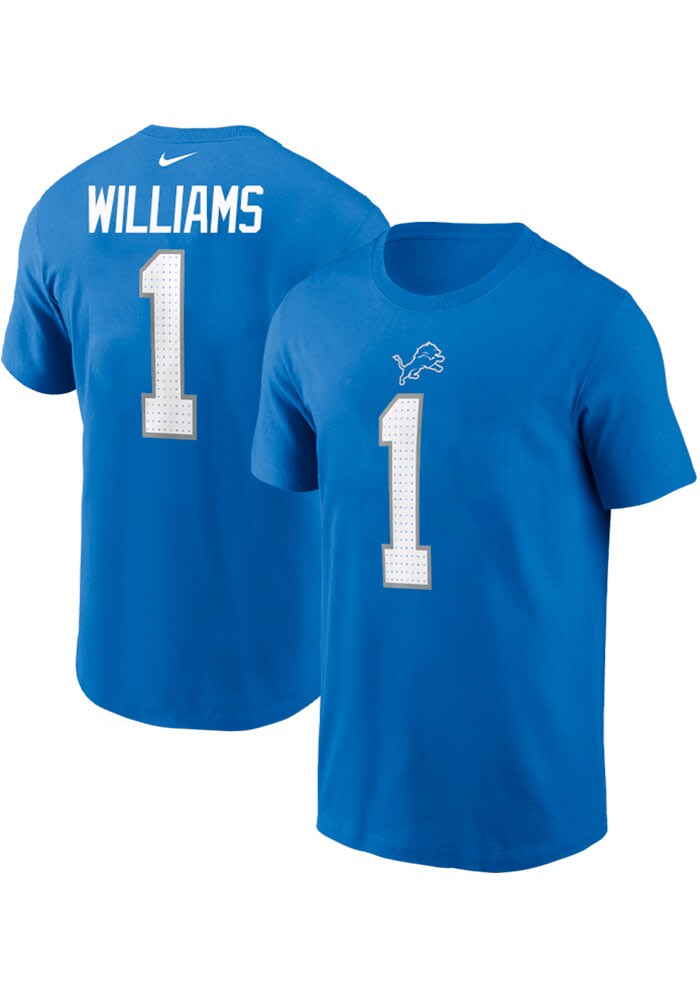 Tyleik Williams Detroit Lions Blue Home Short Sleeve Player T Shirt