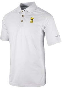 Mens Iowa Hawkeyes White Columbia Golf Drive Short Sleeve Polo Shirt