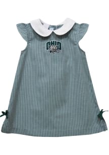 Vive La Fete Ohio Bobcats Baby Girls Green Gingham Short Sleeve Dress