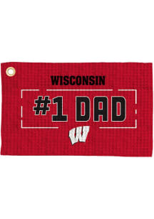 Red Wisconsin Badgers #1 Dad Waffle Golf Towel