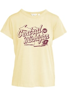 Central Michigan Chippewas Womens Yellow Darby Short Sleeve T-Shirt
