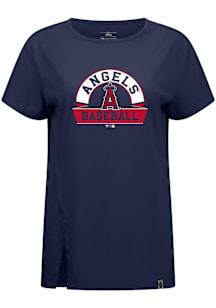 Levelwear Los Angeles Angels Womens Navy Blue Influx Banner Arch Short Sleeve T-Shirt