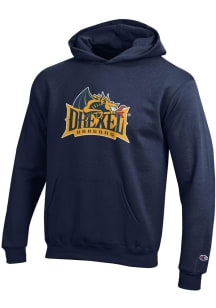 Youth Drexel Dragons Navy Blue Champion Powerblend Long Sleeve Hooded Sweatshirt