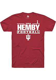 Roman Hemby Indiana Hoosiers Crimson Football NIL Stacked Box Short Sleeve Player T Shirt