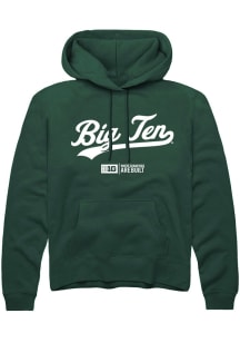 Mens Big Ten Green Rally Script Hooded Sweatshirt