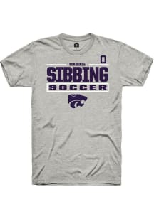 Maddie Sibbing Rally Mens Ash K-State Wildcats NIL Stacked Box Player T Shirt