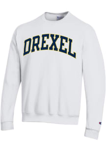 Mens Drexel Dragons White Champion Powerblend Crew Sweatshirt