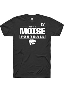 Adonis Moise Rally Mens Black K-State Wildcats NIL Stacked Box Player T Shirt
