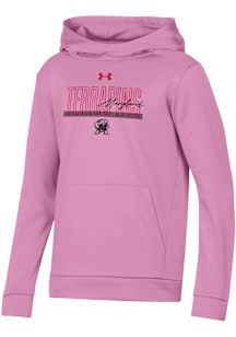 Under Armour Maryland Terrapins Girls Pink Team Script Long Sleeve Hooded Sweatshirt