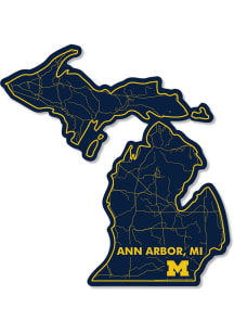 Michigan Wolverines 3.5in State Logo Rugged Stickers - Navy Blue