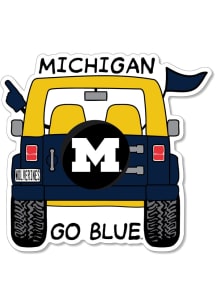 Michigan Wolverines 3.5in Cartoon Jeep Rugged Stickers - Navy Blue