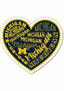 Michigan Wolverines 3.5in Heart Rugged Stickers - Navy Blue