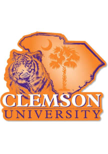 Clemson Tigers 3.5in Tiger/State W/Palmetto Tree Rugged Stickers - Orange
