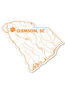 Clemson Tigers 3.5in Watershed State Logo Rugged Stickers - Orange