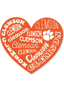 Clemson Tigers 3.5in Heart Rugged Stickers - Orange