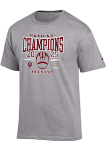 Champion Indiana Hoosiers Grey 2025 College Football Champions Jersey Short Sleeve T Shirt