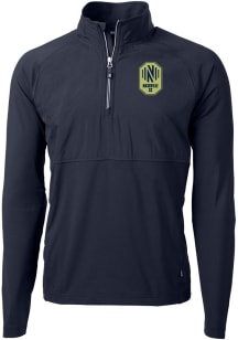 Cutter and Buck Nashville SC Mens Navy Blue Adapt Eco Hybrid Long Sleeve Qtr Zip Pullover