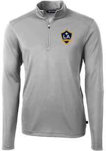 Cutter and Buck LA Galaxy Mens Grey Virtue Eco Pique Big and Tall Qtr Zip
