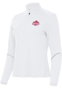 Womens Ohio State Buckeyes White Antigua 2024 Football National Champions Tribute Qtr Zip