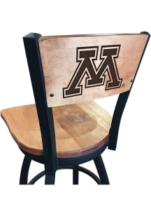 Brown Minnesota Golden Gophers Maple Seat Maple Back Swivel Pub Stool