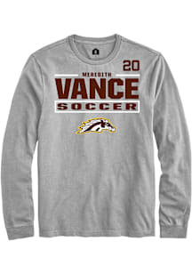 Meredith Vance Western Michigan Broncos Grey NIL Stacked Box Long Sleeve Player T Shirt