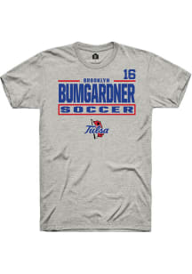 brooklyn bumgardner Rally Mens Ash Tulsa Golden Hurricane NIL Stacked Box Player T Shirt