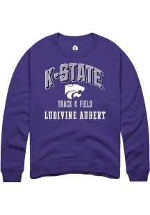 Ludivine Aubert Rally Mens Purple K-State Wildcats NIL Arch Logo Player Crew