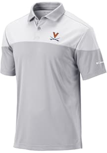 Columbia Virginia Cavaliers Mens Grey Heat Seal Omni Wick Best Ball Short Sleeve Polo