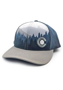 Colorado Alpine Forest Print Adjustable Hat - Blue