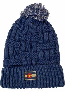 Colorado Navy Blue Crest W Cuff Pom Beanie Womens Knit Hat