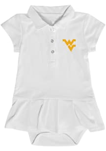 West Virginia Mountaineers Baby Girls White Caroline Short Sleeve Dress