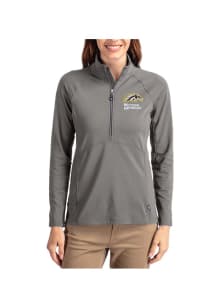Womens Western Michigan Broncos Graphite Cutter and Buck Adapt Eco Qtr Zip Pullover
