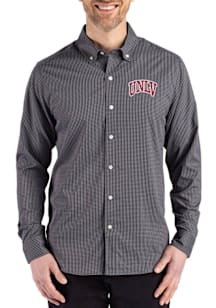 Cutter and Buck UNLV Runnin Rebels Mens Black Skyline Long Sleeve Dress Shirt