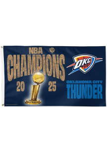 Oklahoma City Thunder 2025 NBA Finals Champions Deluxe Silk Screen Grommet Flag - Blue