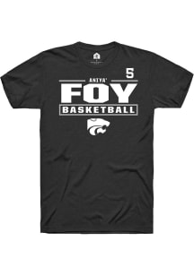 Aniya’ Foy Rally Mens Black K-State Wildcats NIL Stacked Box Player T Shirt